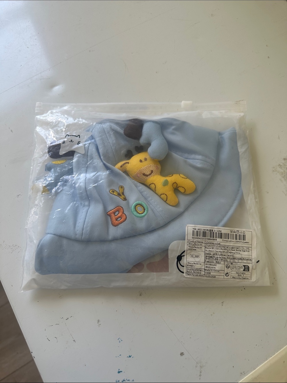 Baby Blue Kids Hat with Giraffe Accent - Kids Accessories